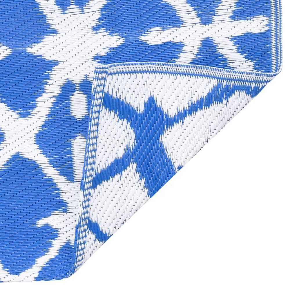 Tapete de exterior 80x150 cm PP azul e branco - Image 5